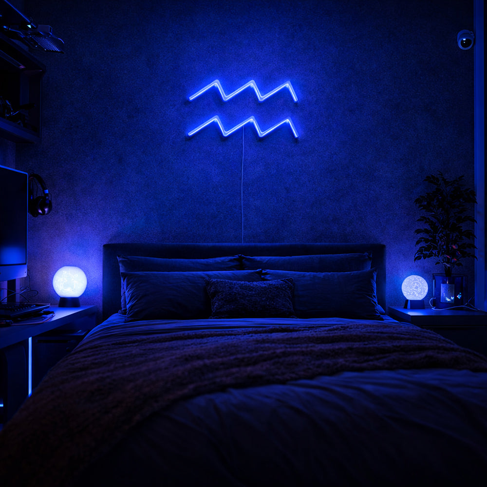 Aquarius LED Neon Sign - Made in London Zodiac Neon Signs