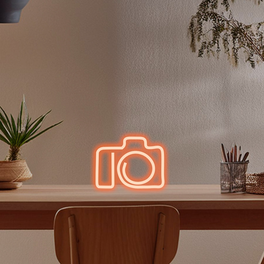 Camera LED Desktop Neon Sign - Planet Neon Made in London Neon Signs
