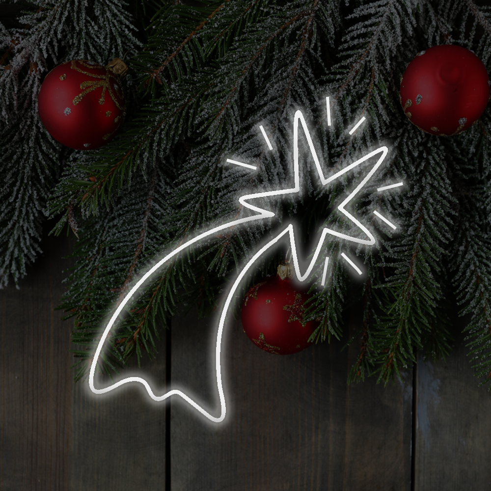 Bright white coloured neon shooting star