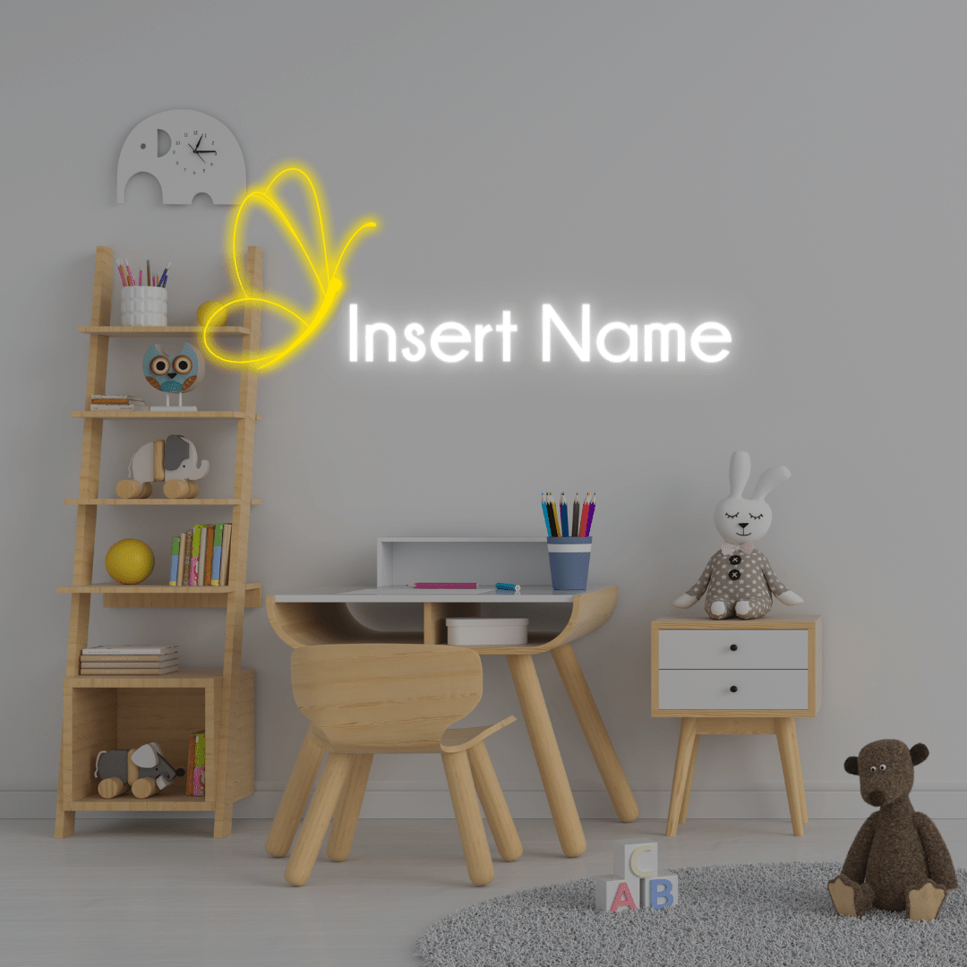 Butterfly with Name Part Custom LED Neon Sign - Planet Neon