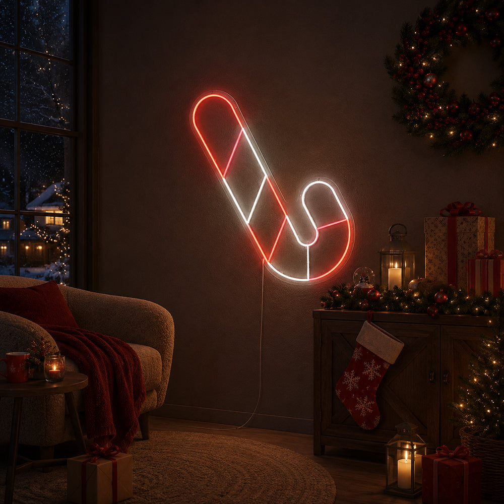 Christmas Candy Cane LED Neon Sign - Made in London Sweets Neon Signs