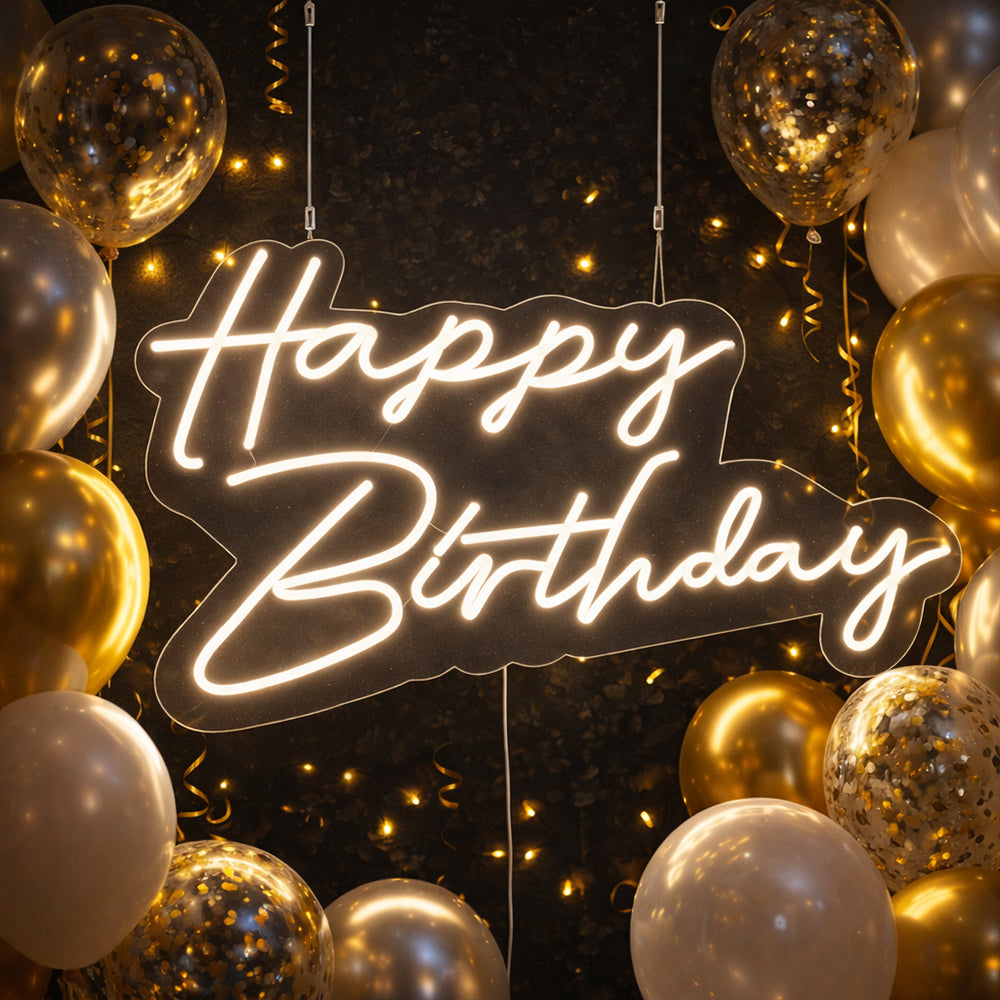 Happy Birthday LED Neon Sign - Made in London Party Neon Signs