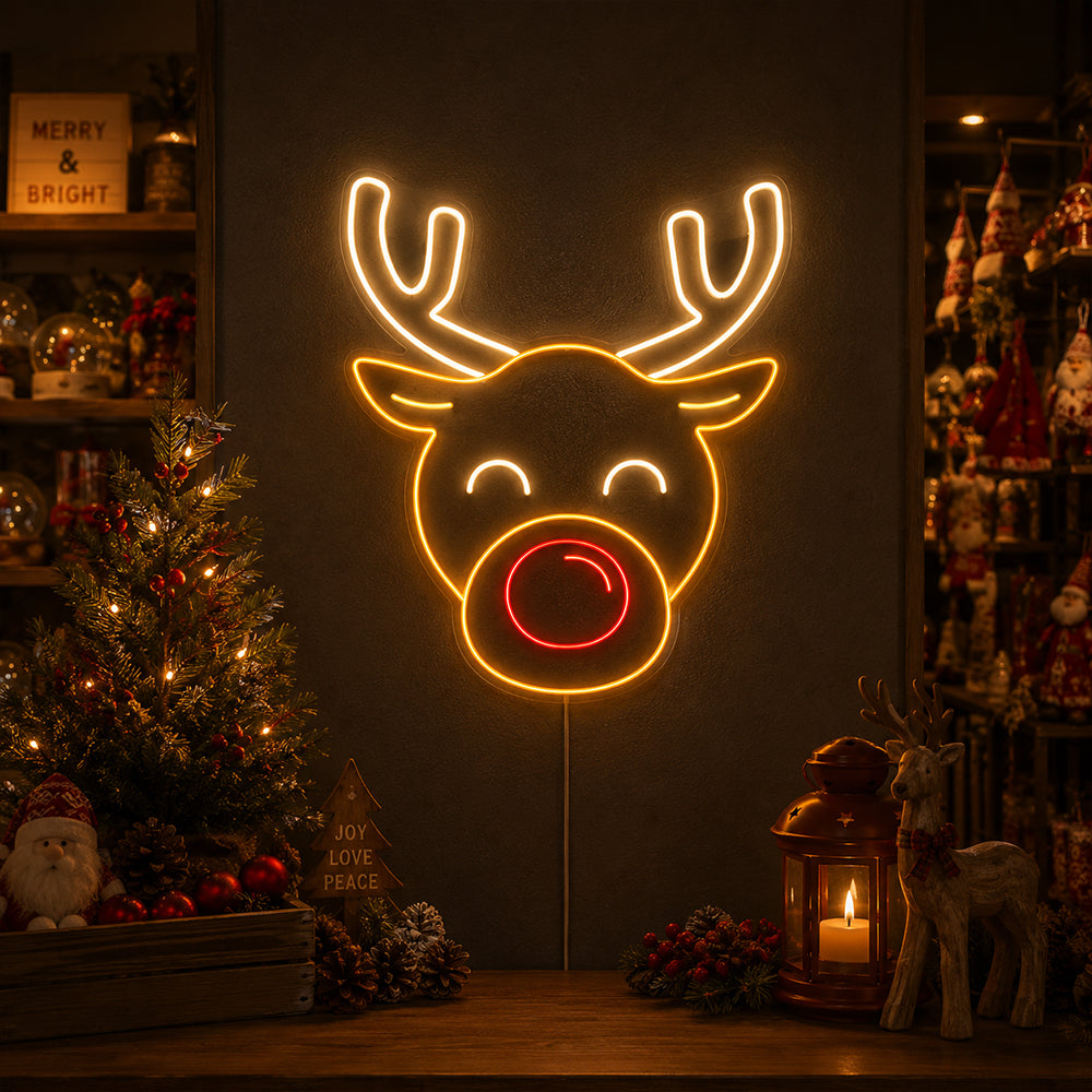 Rudolph Reindeer LED Neon Sign - Made in London Christmas Neon Signs