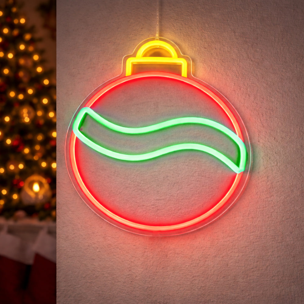 Christmas Bauble LED Neon Sign - Made in London Christmas Neon Signs
