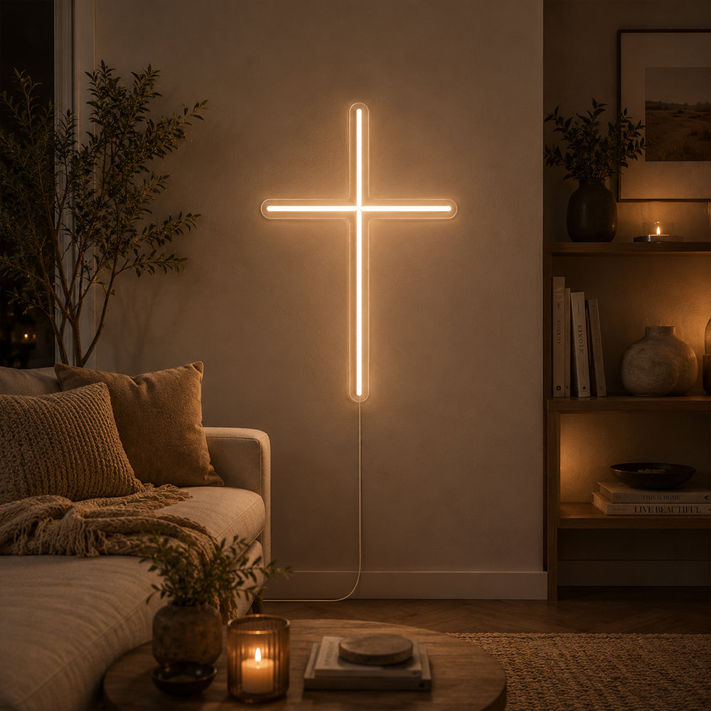 Christian Cross LED Neon Sign - Planet Neon Made in London Neon Signs