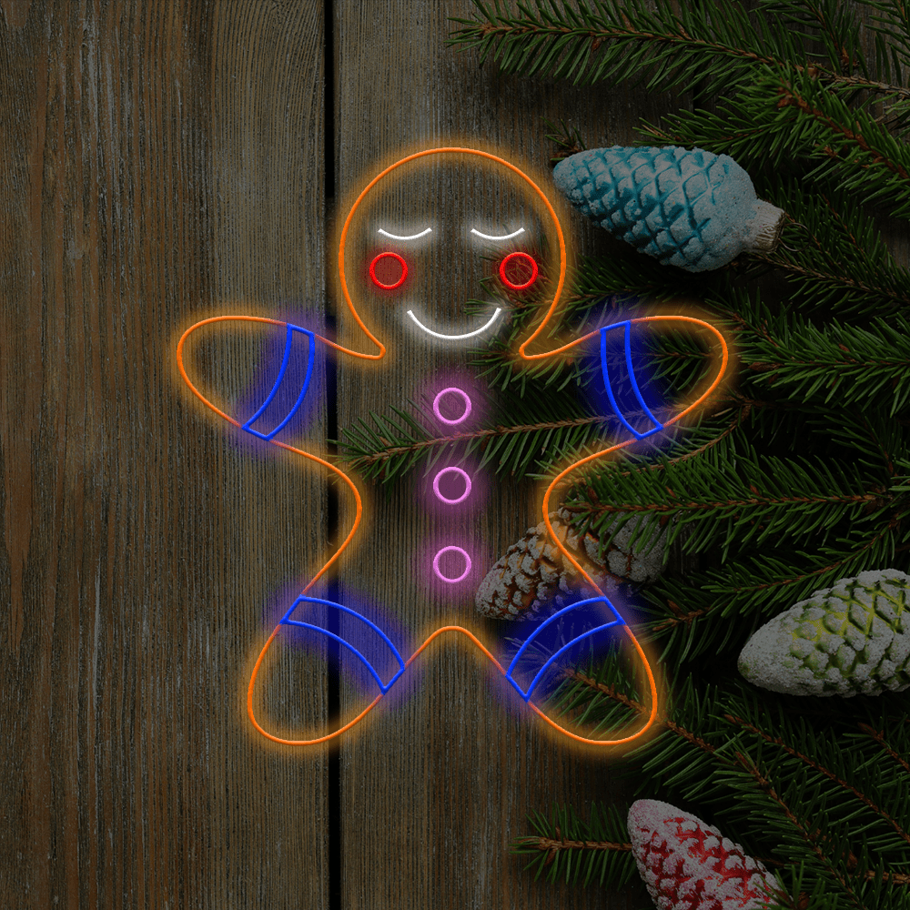 Gingerbread Man LED Neon Sign - Made in London Christmas Neon Signs - Planet Neon
