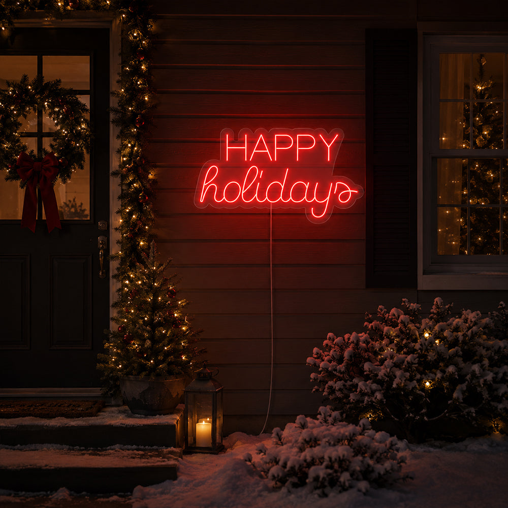 Happy Holidays LED Neon Sign - Planet Neon Made in London Neon Signs