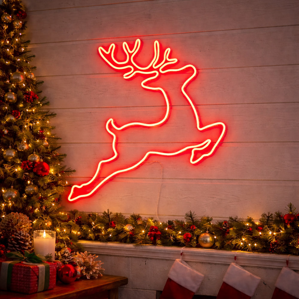 Reindeer LED Neon Sign - Made in London Christmas Neon Signs